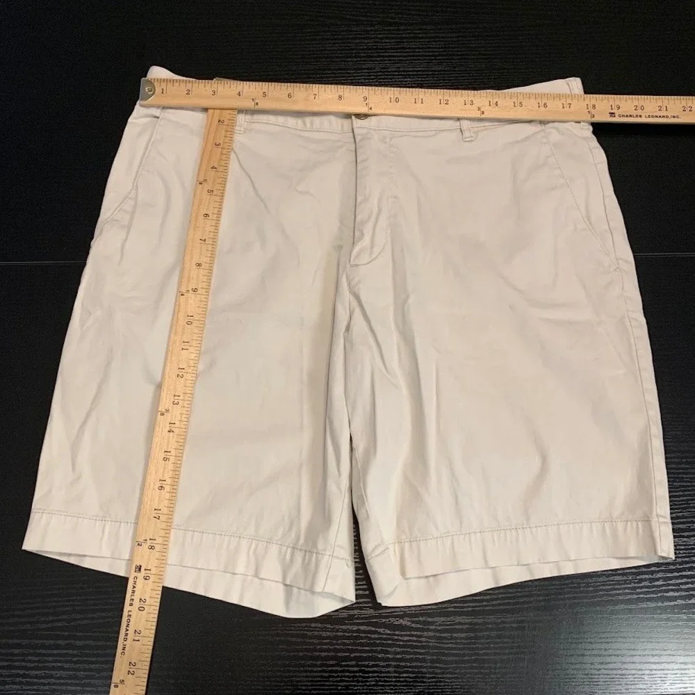 Faherty All Day Shorts Mens 35 Khaki Beige Flat Front Chino 9 Inch Inseam